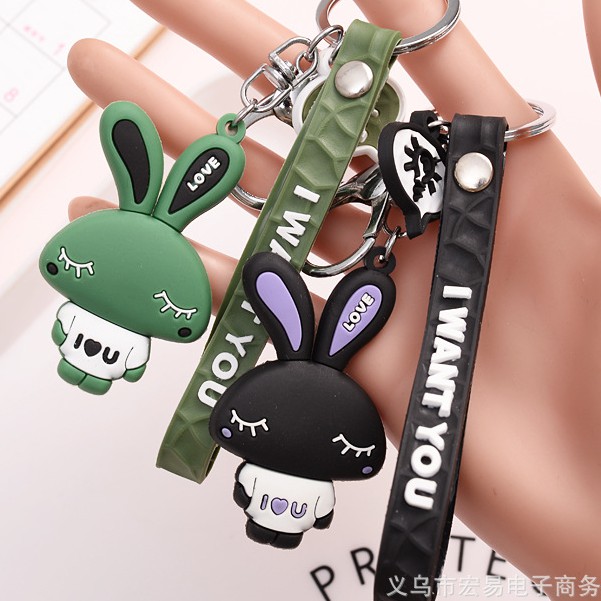 Móc khóa silicon thỏ LOVE.