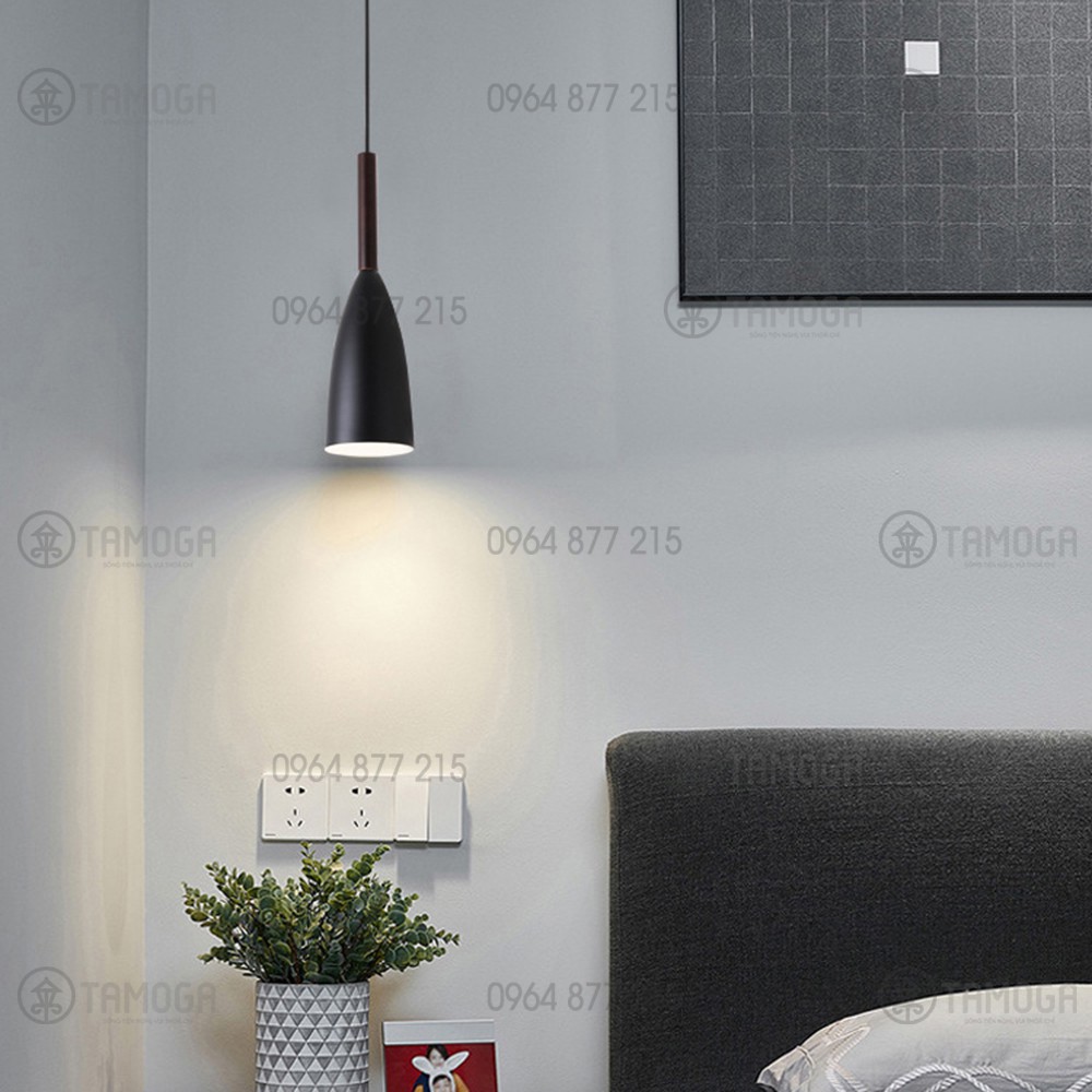 Bộ đèn thả 3 bàn ăn hiện đại chuôi gỗ DT 7582 + Tặng kèm bóng led AS Vàng