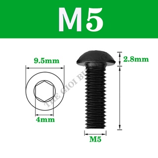 Bulong M5 Thép đen lục giác chìm đầu dù 10 con