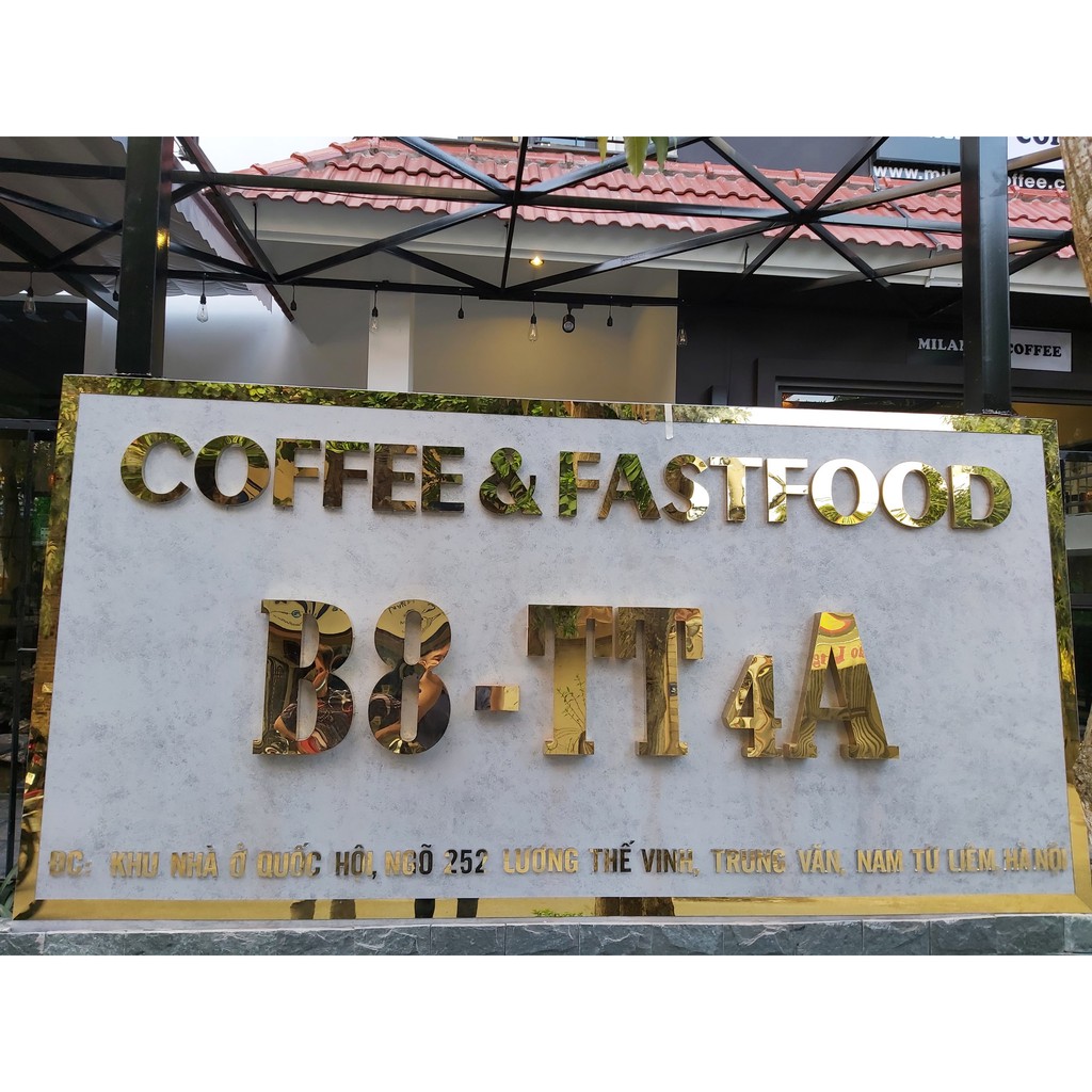 Biển quảng cáo/Chữ quảng cáo gia công theo yêu cầu/chữ dán tường chất liệu inox vàng gương cao cấp kích thước 20cm