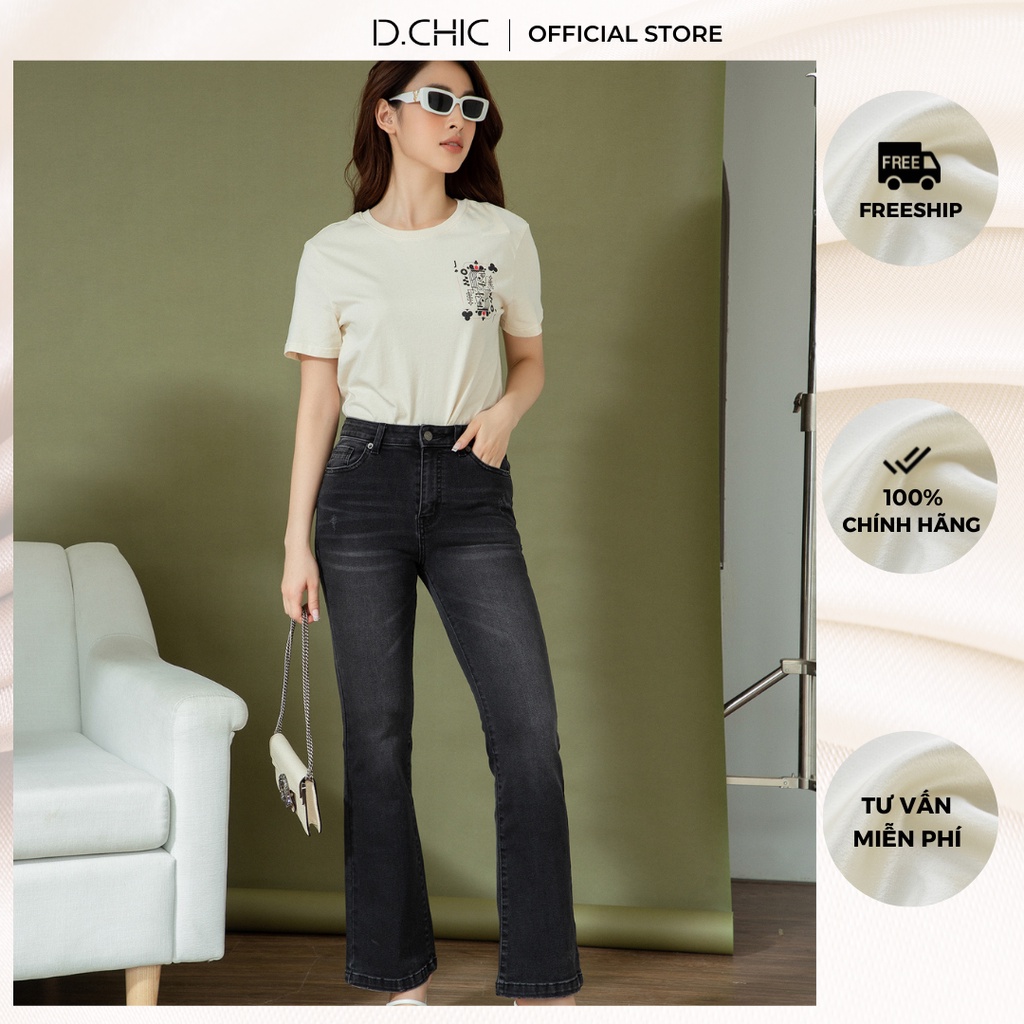 Quần jean ống suông bạc xước D.CHIC MS: 488023