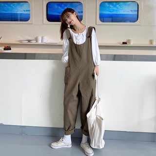 Bộ Áo Liền Quần Nhỏ Hai Dây Có Túi Đơn Giản Dành Cho Nữ