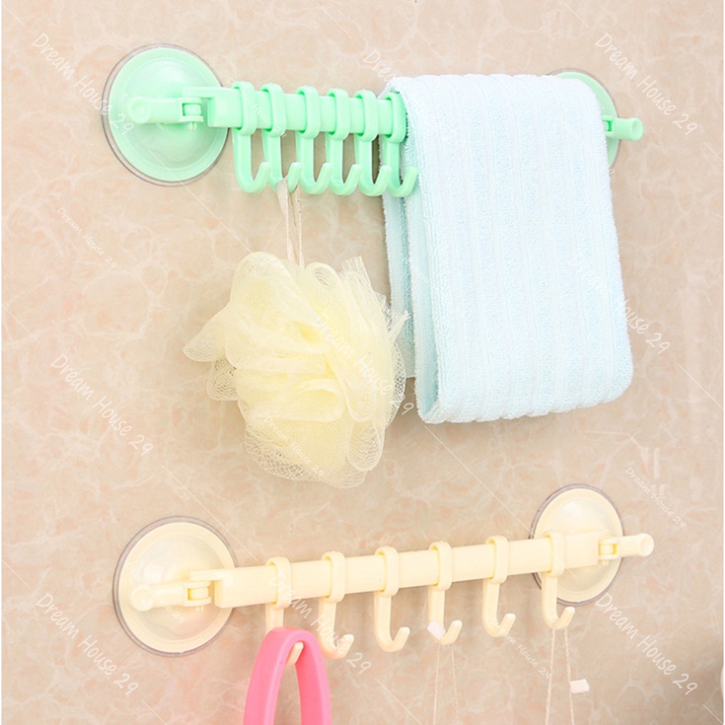 Móc treo đồ nhà tắm hút chân không, móc treo quần áo nhựa abs cao cấp màu hồng kích thước 35cm x 8cm