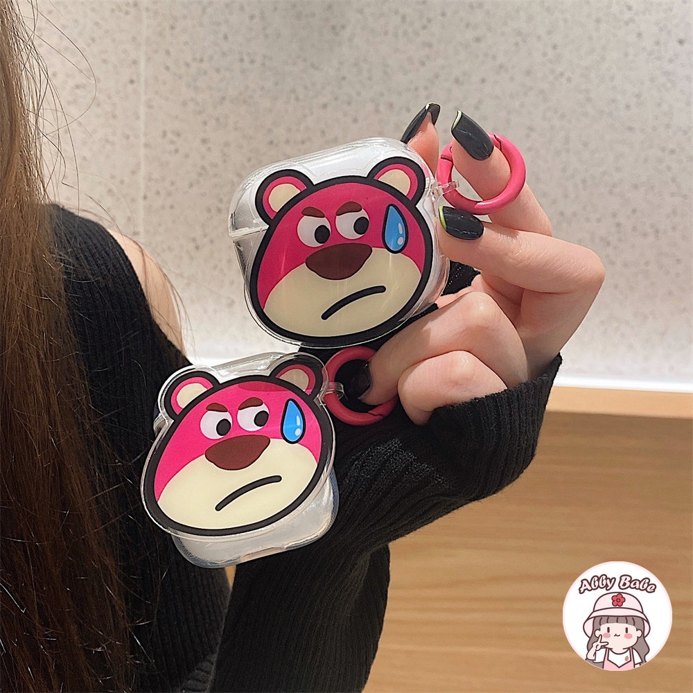 Vỏ Bảo Vệ Hộp Sạc Tai nghe không dây Airpods 1 / 2 / pro Bằng TPU Mềm Trong Suốt Hình Gấu / Ếch / Dâu Tây Dễ