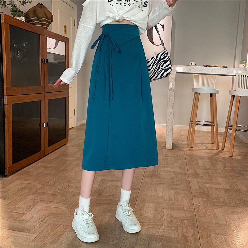 SUXI Chân Váy Midi Lưng Cao Kiểu Vintage Đơn Giản Thời Trang Xuân Hè Cho Nữ