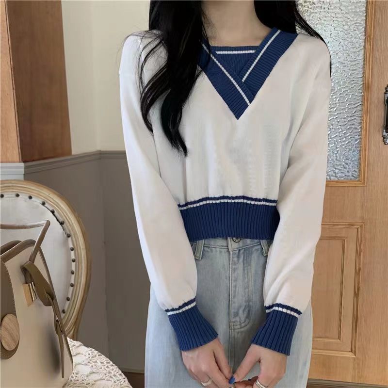 Áo Sweater Cổ V Tay Dài Kiểu Hàn Quốc Thời Trang 2022 Cho Nữ