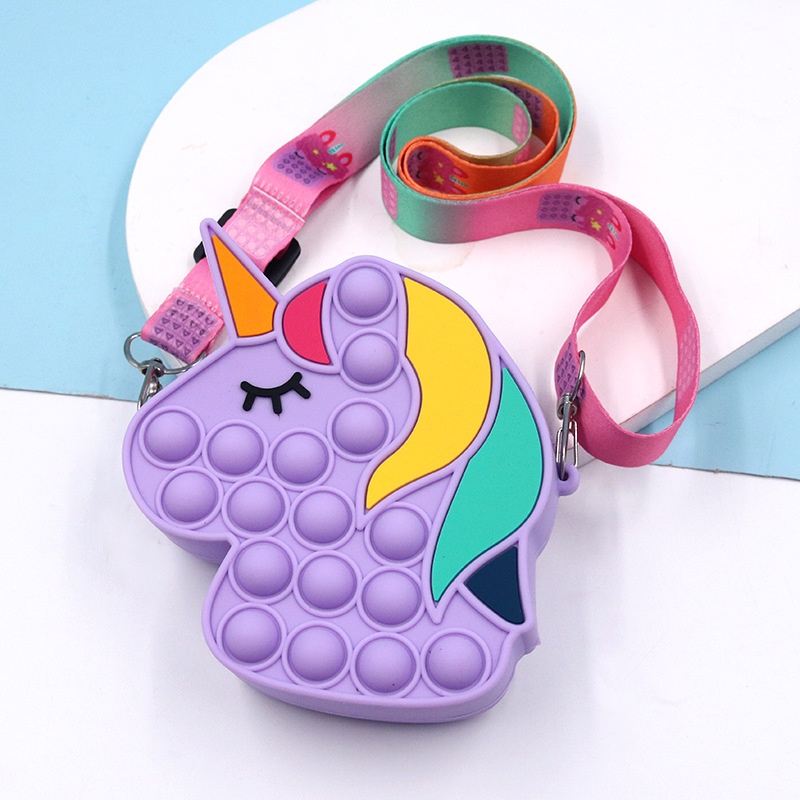 Túi đeo chéo hình kỳ lân màu cầu vồng cho bé