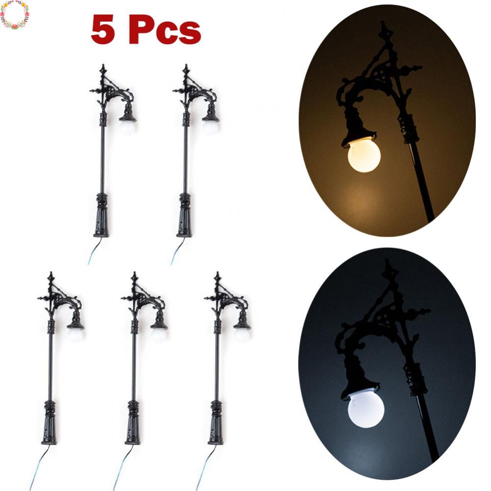 Bộ 5 mô hình đèn đường tỷ lệ 1:87 trang trí sân vườn xây dựng mô hình bàn cát đồ trang trí cảnh quan phụ kiện vật liệu tự làm mô hình mini bàn cát mô hình đèn sân vườn số 17