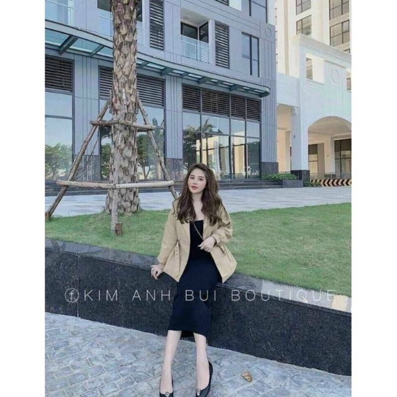 Váy 2 dây trơn dáng dài L1