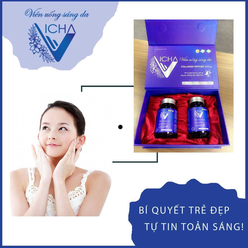 (GIÁ HỦY DIỆT) Viên uống sáng da, collagen VICHA ,viên uống collagen,Collagen (2 hộp/hộp 30 viên) | Thế Giới Skin Care