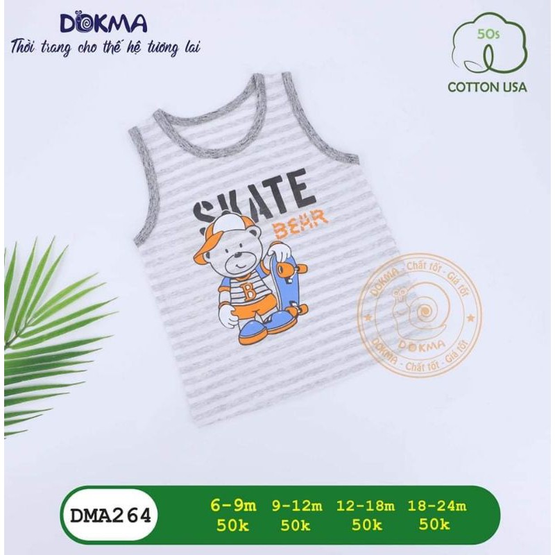 Áo ba lỗ bé trai Dokma DMA264 size 6m-36m
