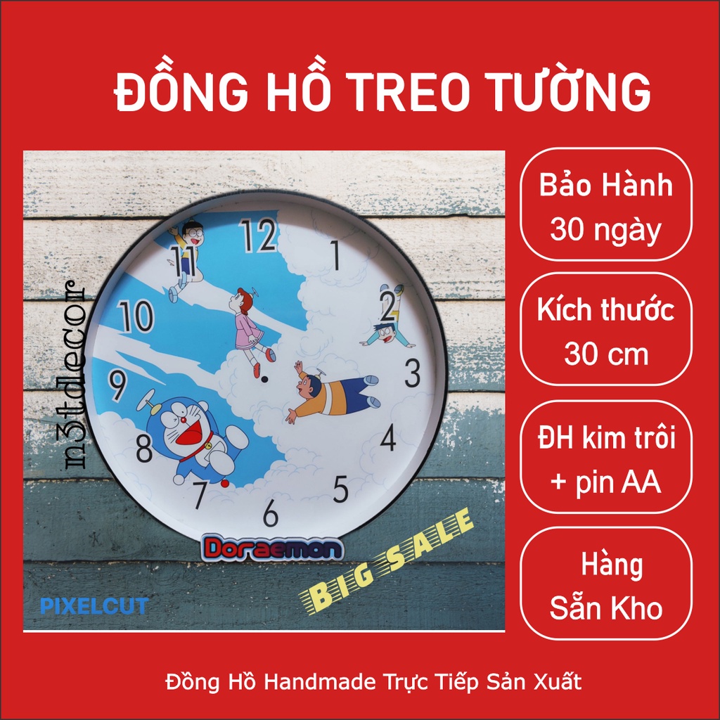 |bảo hành 12 tháng| ĐỒNG HỒ DORAEMON TREO TƯỜNG - ẢNH THỰC TẾ TẠI SHOP
