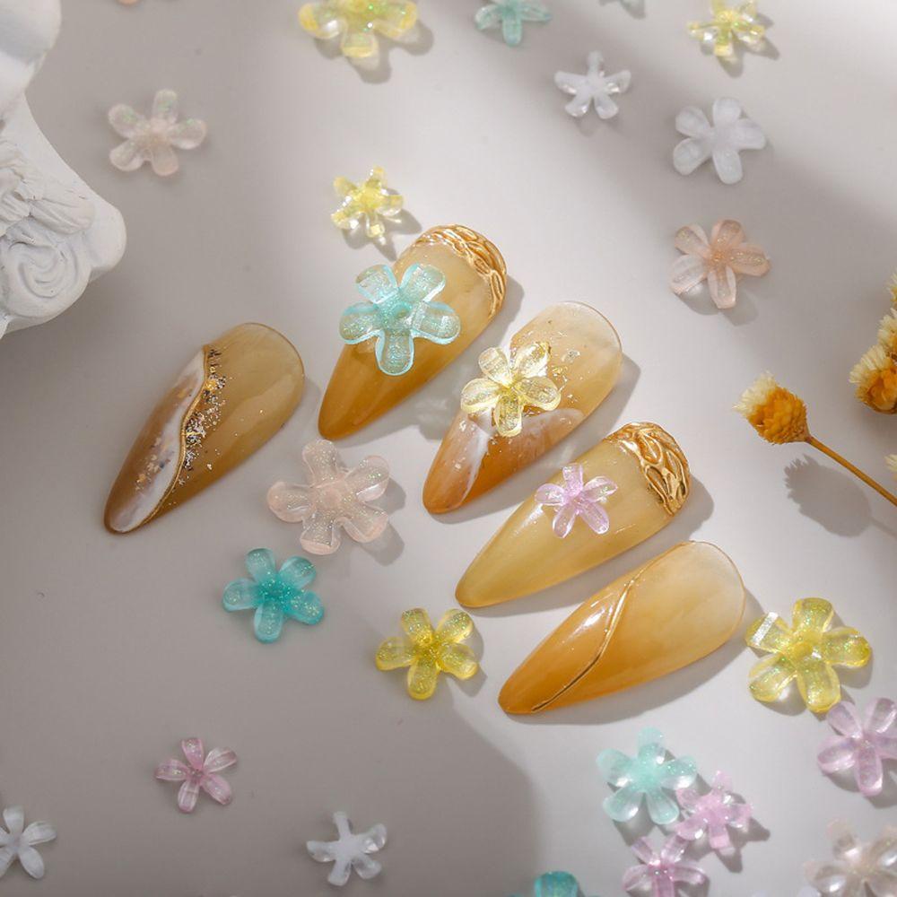 Hạt Nhựa Resin Trong Suốt Hình Hoa Nhiều Màu Trang Trí Móng Tay DIY