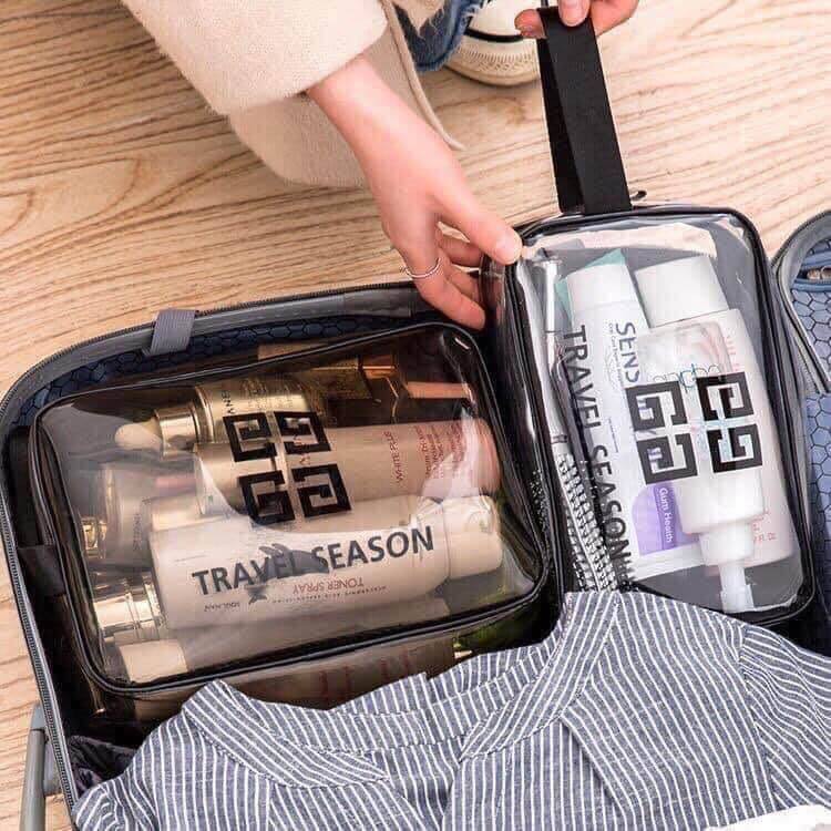 Set 3 túi trong suốt đựng đồ, mỹ phẩm du lịch thời trang