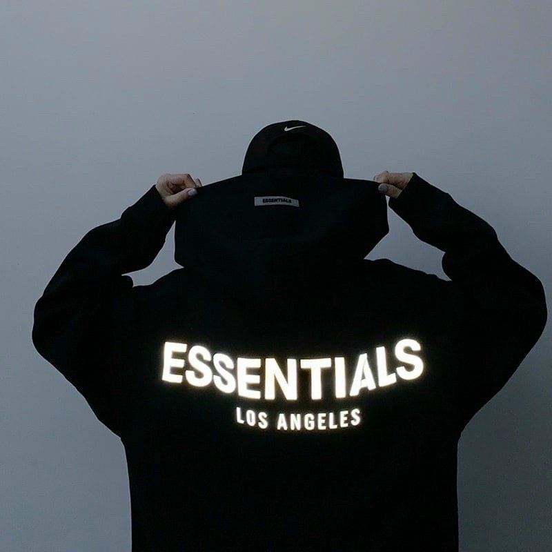 Áo nỉ hoodie Essentials unisex dài tay nam nữ cao cấp in phản quang, áo phông nỉ bông sweater có mũ màu xám, đen K121 | BigBuy360 - bigbuy360.vn