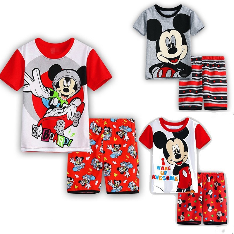 Bộ Pajamas áo thun tay ngắn hình Mickey + Quần short cho bé trai