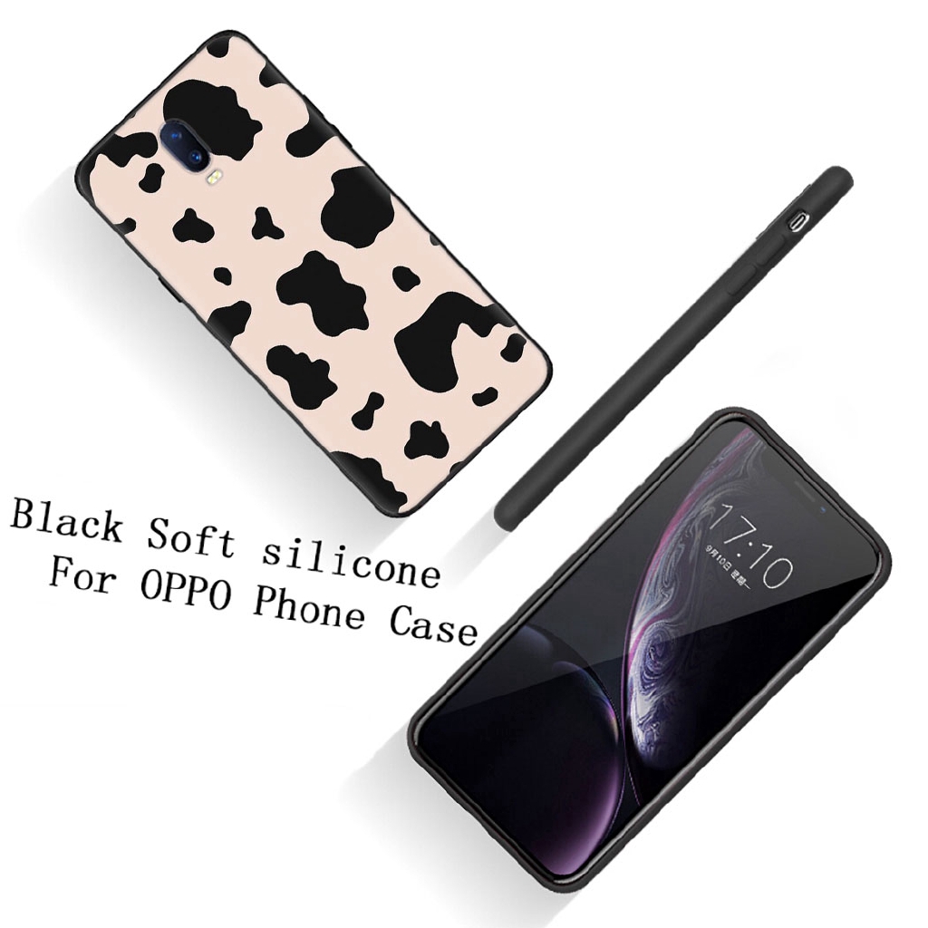 Ốp điện thoại silicone mềm viền đen họa tiết bò sữa cho OPPO Reno 3 Pro K5 K3 Realme 5 Pro X Q XT X2 X50