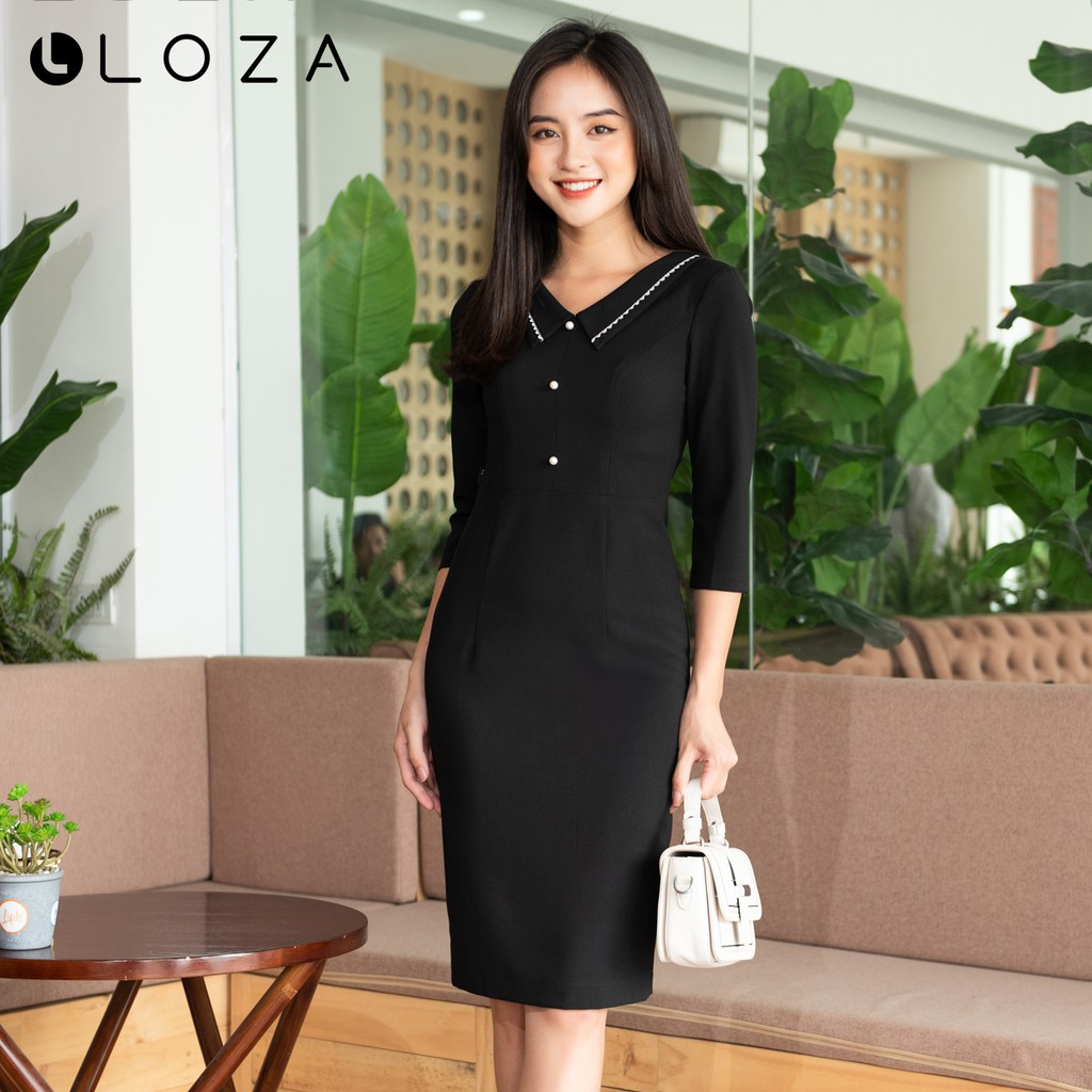 [FREESHIP 50K] Đầm đen body tay lỡ-LOZA LD2143