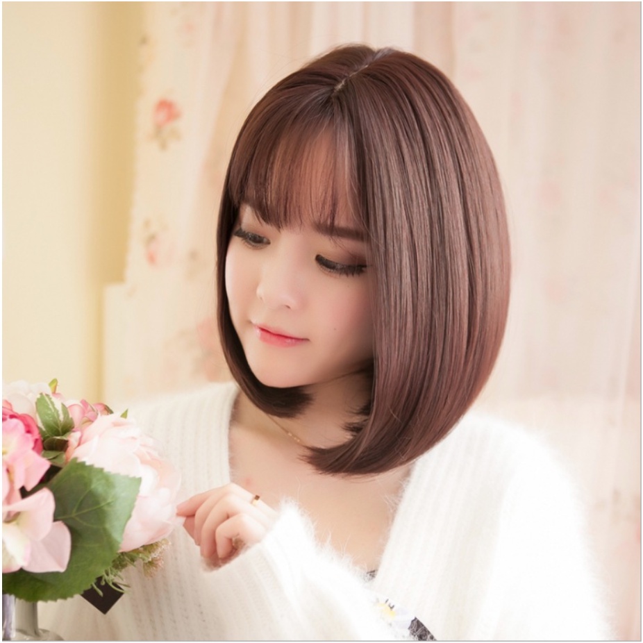 Tóc giả nguyên đầu ngắn cao cấp, Tóc giả đẹp cả đầu -TG53