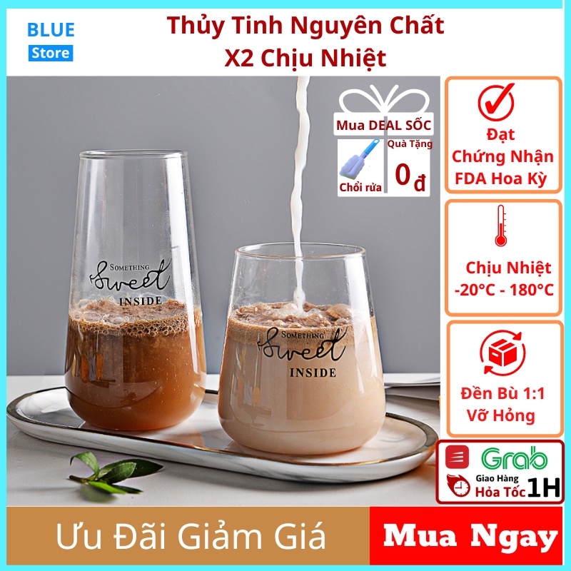 Ly,Cốc thủy tinh uống nước 500ml siêu chịu nhiệt cao cấp dễ thương pha trà, cocktail, cà phê, sinh tố