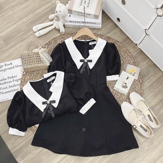 ❤️⚡VÁY ĐEN CỔ PHA KÈM TAG NƠ⚡️ {Mini House}