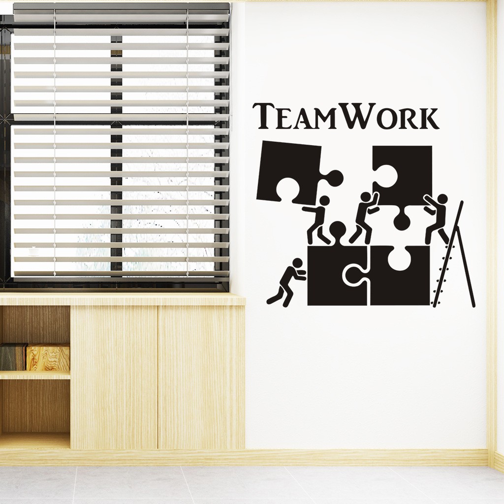 Decal dán trang trí văn phòng TEAM WORK - decan dán tường 3D có sẵn keo HCM