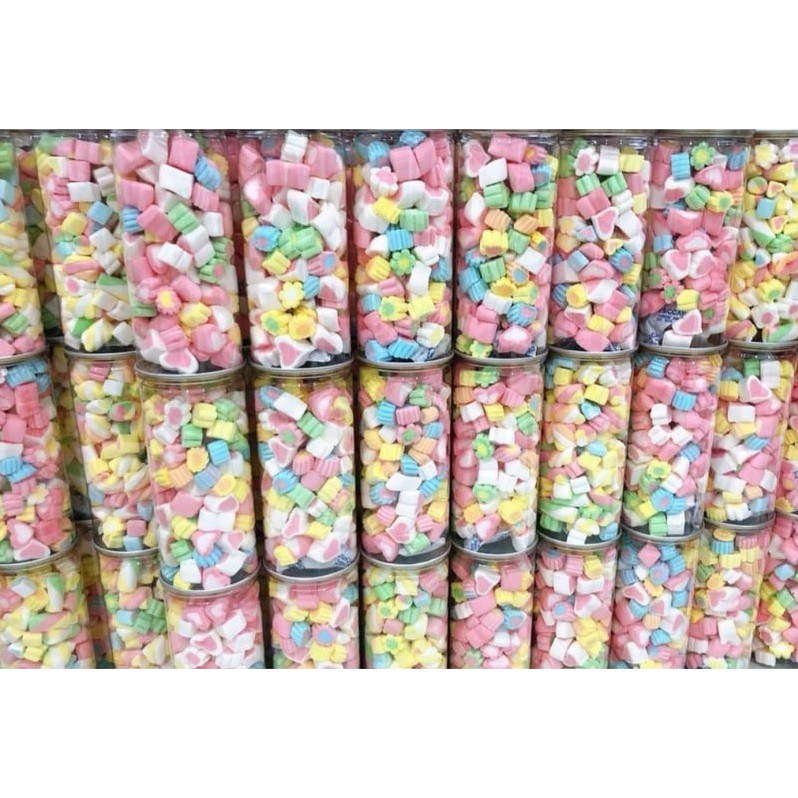 Kẹo xốp bông gòn ☁️ Marshmallow - Kẹo bông trái cây 🍎🍊🍉🍇🍓🍒 đầy màu sắc - Hộp 250g