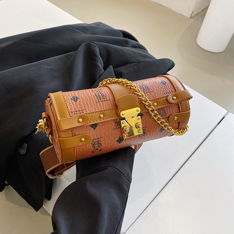 Túi đeo chéo IELGY kiểu trụ bản rộng in họa tiết thời trang cho nữ