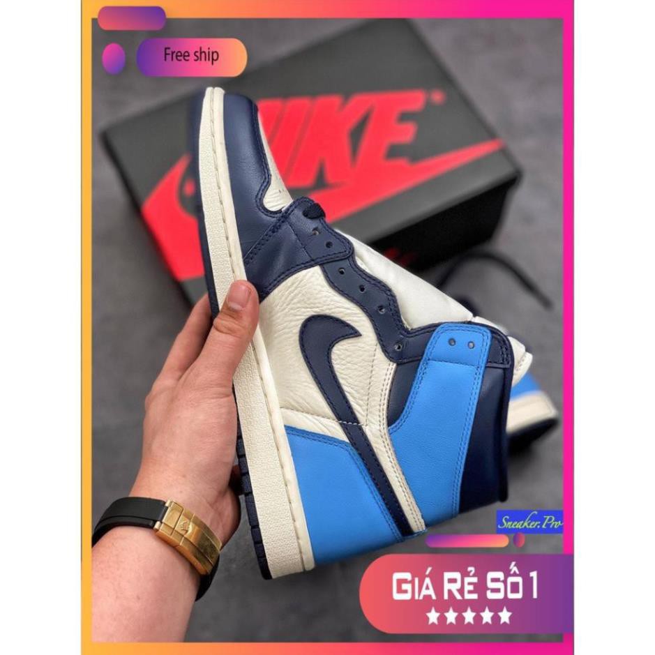 Giày thể thao AIR Jordan 1 Retro High Obsidian UNC cổ cao dành cho nam nữ