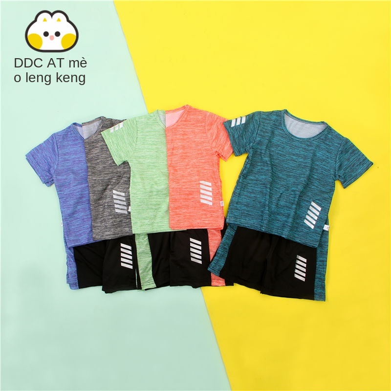 ✈Mèo Ding Dong quần áo mùa hè mới của trẻ em trai và gái chạy bộ quần áo thể thao bộ đồ giản dị Trẻ em lớn nhanh khô bộ