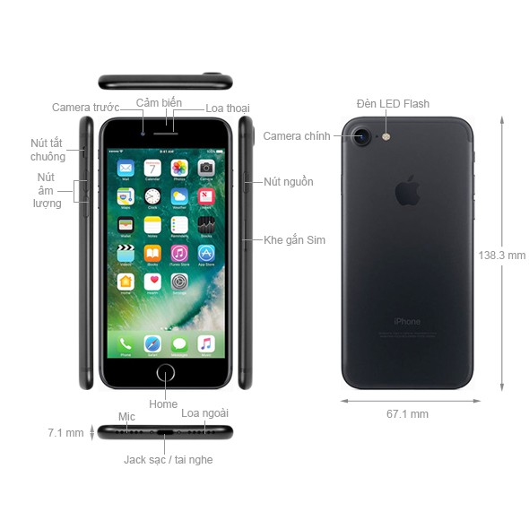 [Mã SKAMA07 giảm 8% đơn 250k]Điện Thoại Apple iPhone 7 32/128/256 bản quốc tế - Hàng zin all | BigBuy360 - bigbuy360.vn