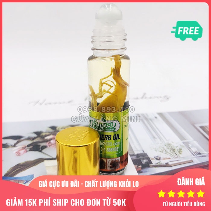 【YÊU THÍCH】Dầu Lăn Thảo Dược Nhân Sâm Green Herb Oil Thái Lan - 8ml