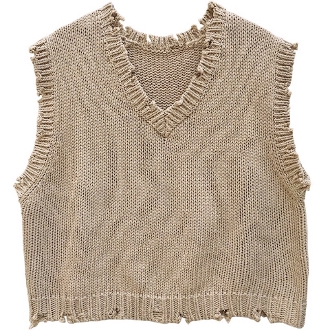 Áo Sweater Dệt Kim Không Tay Cổ Chữ V Phối Ren Xinh Xắn Theo Phong Cách Xuân Thu Hàn Quốc | BigBuy360 - bigbuy360.vn