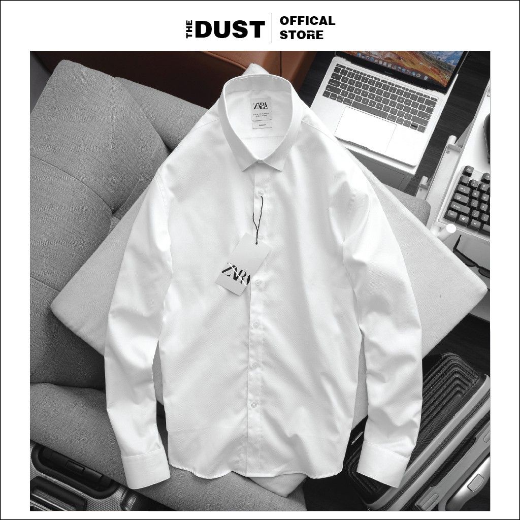 Áo sơ mi nam dài tay trơn cổ bẻ basic ZRA chuẩn form slimfit, Sơ mi nam công sở vải hạt cao cấp