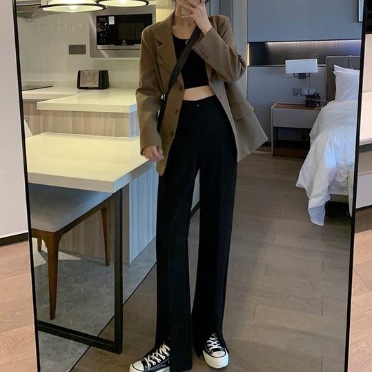 Quần ống rộng Xẻ Tà Thời Trang Nữ