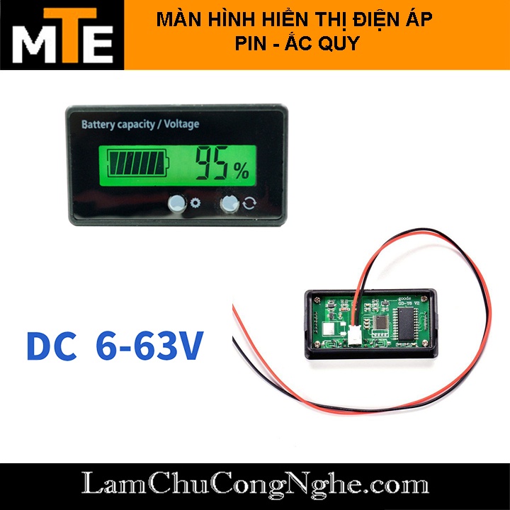 Màn hình LCD hiển thị điện áp pin- ắc quy 6 - 63V