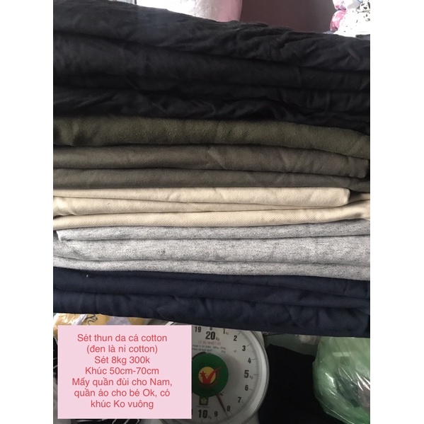 Vải thun Nỉ và da cá 100% cotton 2c (Sét 8kg 250k)