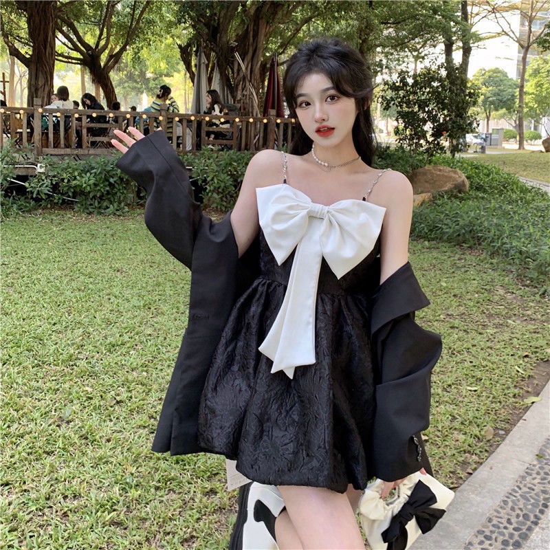 Đầm Hai Dây Phối Nơ Nhỏ Phong Cách Pháp Ngọt Ngào Thời Trang Mùa Hè Mới Dành Cho Bạn Nữ