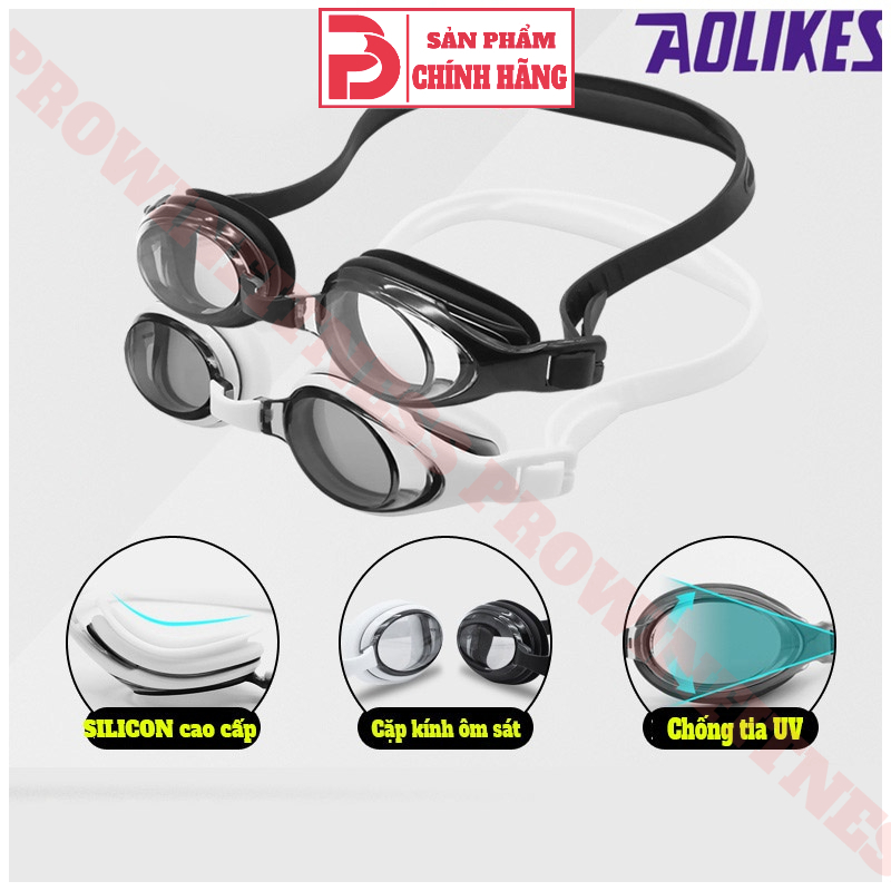 Kính bơi Aolikes chống mở tia UV, chống mờ cao cấp tặng hộp đựng