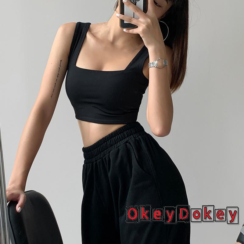 Áo Hai Dây Cổ Vuông Màu Trơn Quyến Rũ Thời Trang Cho Nữ