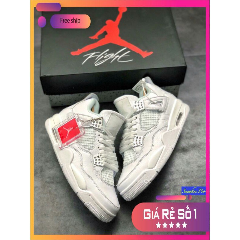 𝐑ẻ 𝐓Ế𝐓 Ảnh thật Giày thể thao AIR JORDAN 4 Retro Pure money full trắng siêu đẹp cho nam và nữ siêu đẹp ^ ; ོ , ! ₂ . ok