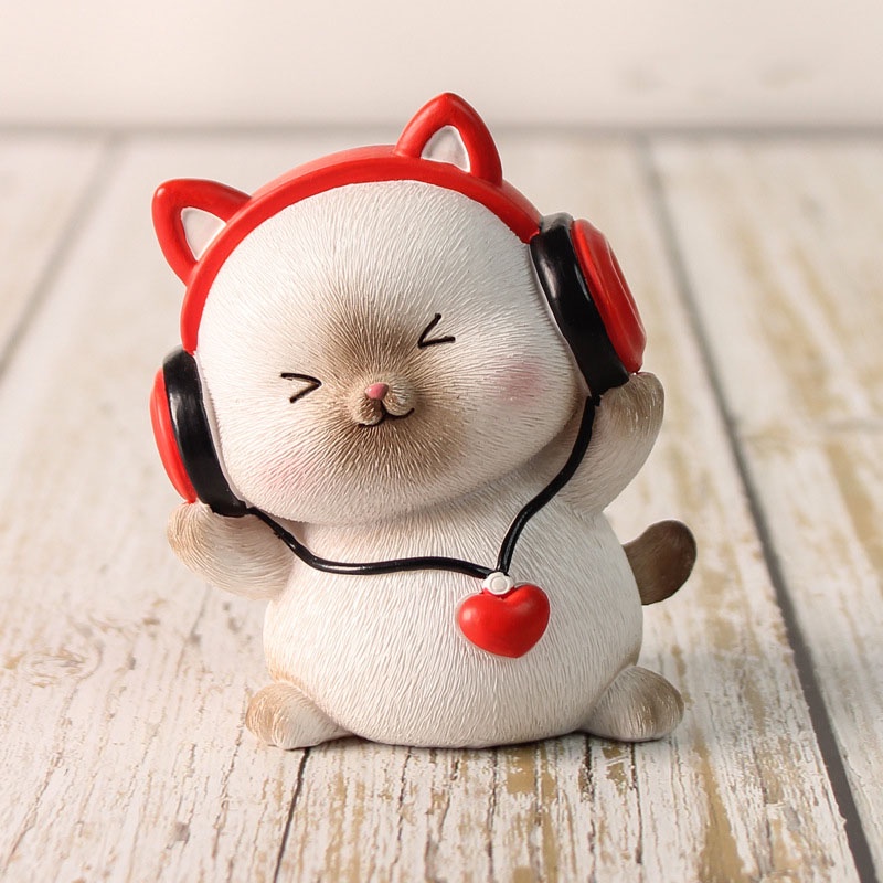 Set mô hình 6 chú mèo ban nhạc nhiều kiểu dáng chất liệu PVC biểu cảm đáng yêu, trang trí nhà cửa, quà tặng-Ráp
