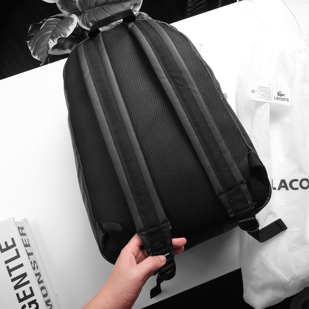 Balo CÁ SẤU LCT logo kim loại Hàn Quốc màu đen,chữ ký trắng tinh tế, thích hợp đi học, đi chơi.