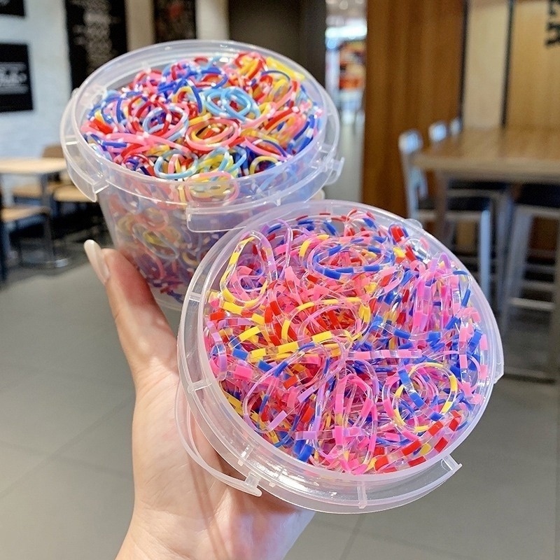 Set 800/1000 Dây Thun Buộc Tóc Chất Liệu Cao Su Dày Dặn Màu Sắc Xinh Xắn Dùng Một Lần Không Gây Đau Cho Bé