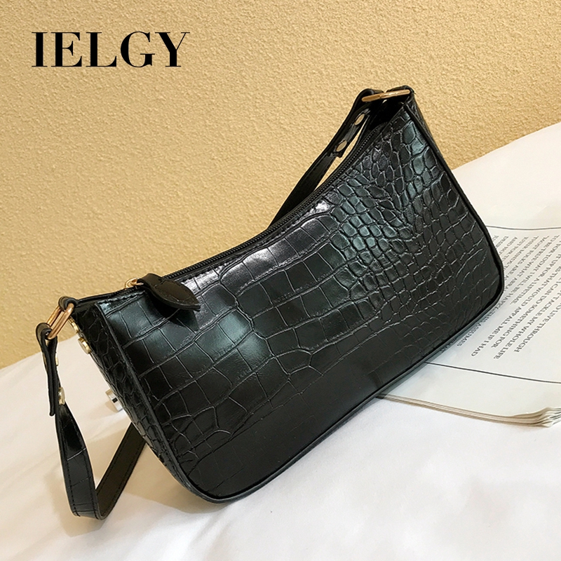 IELGY Túi xách đeo vai nhỏ họa tiết da cá sấu kiểu Pháp cổ điển Women's handbags