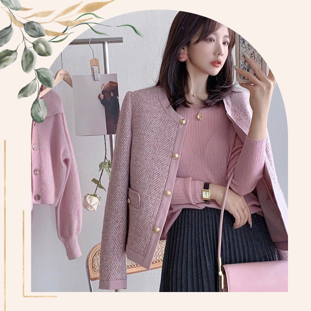 Áo khoác dạ nữ họa tiết xương cá • 2ENDSHOP