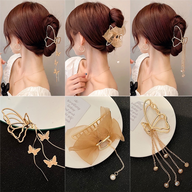 thời trang kẹp tóc đính đá Kẹp tóc kim loại nơ tua xinh đẹp Thời trang Hàn Quốc cho nữ set kẹp tóc hàn quốc kẹp càng cua nơ kẹp tóc mái kẹp tóc càng cua cặp tóc kẹp nơ kẹp mái phụ kiện tóc