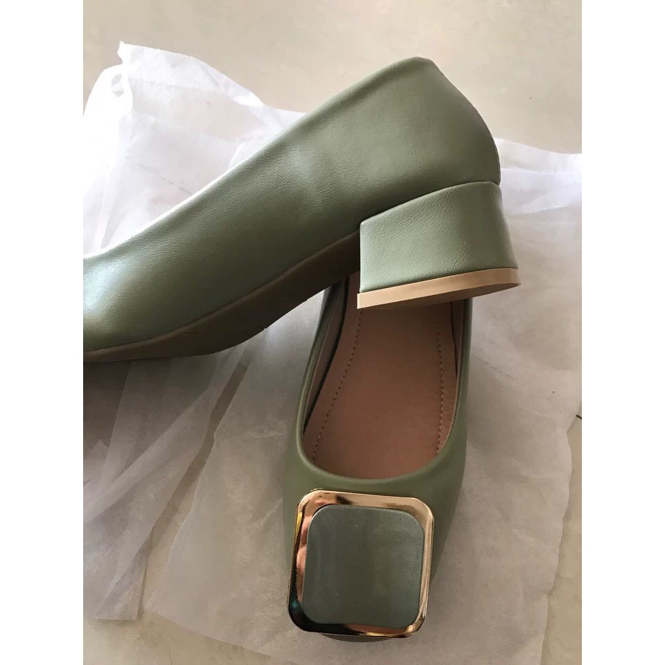 HÀNG CÓ SẴN - Giày búp bê khoá vuông gót vuông 3cm 3 màu công sở da mềm cực êm | BigBuy360 - bigbuy360.vn