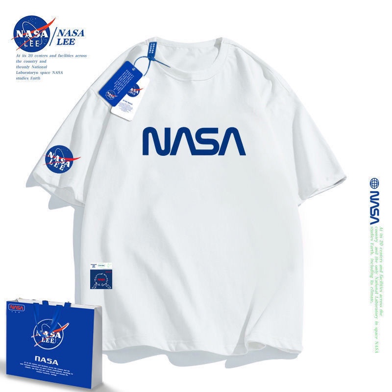 Áo Thun Ngắn Tay Dáng Rộng In Logo NASA Thời Trang Mùa Hè Cho Nam Và Nữ