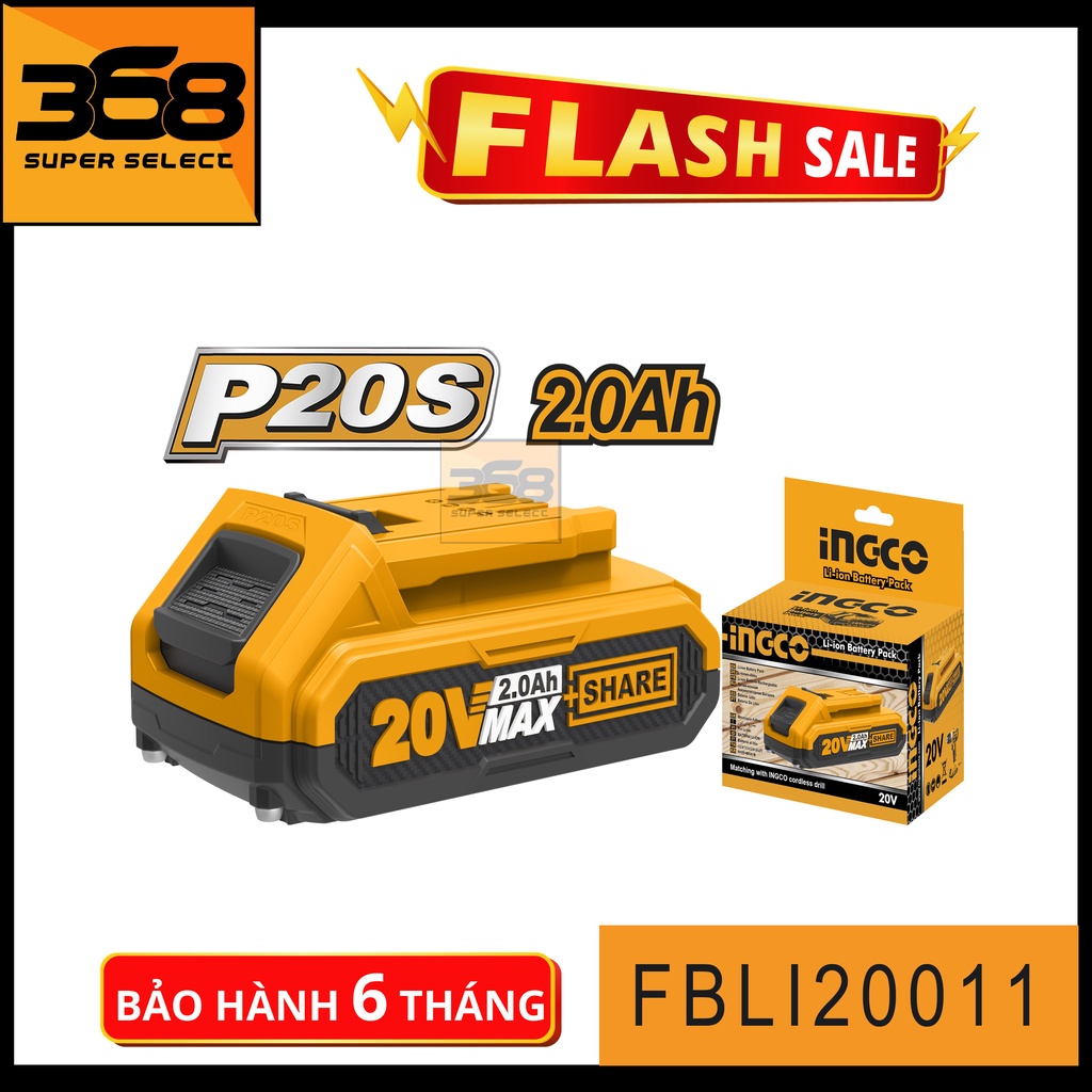 Pin sạc P20s Ingco 20V dung lượng cao INGCO FBLI2001